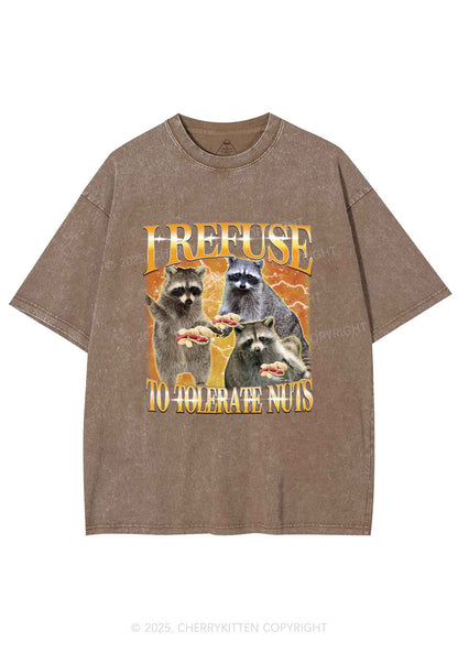 Retro Raccoon Nuts Y2K Shirts Washed Tee Cherrykitten