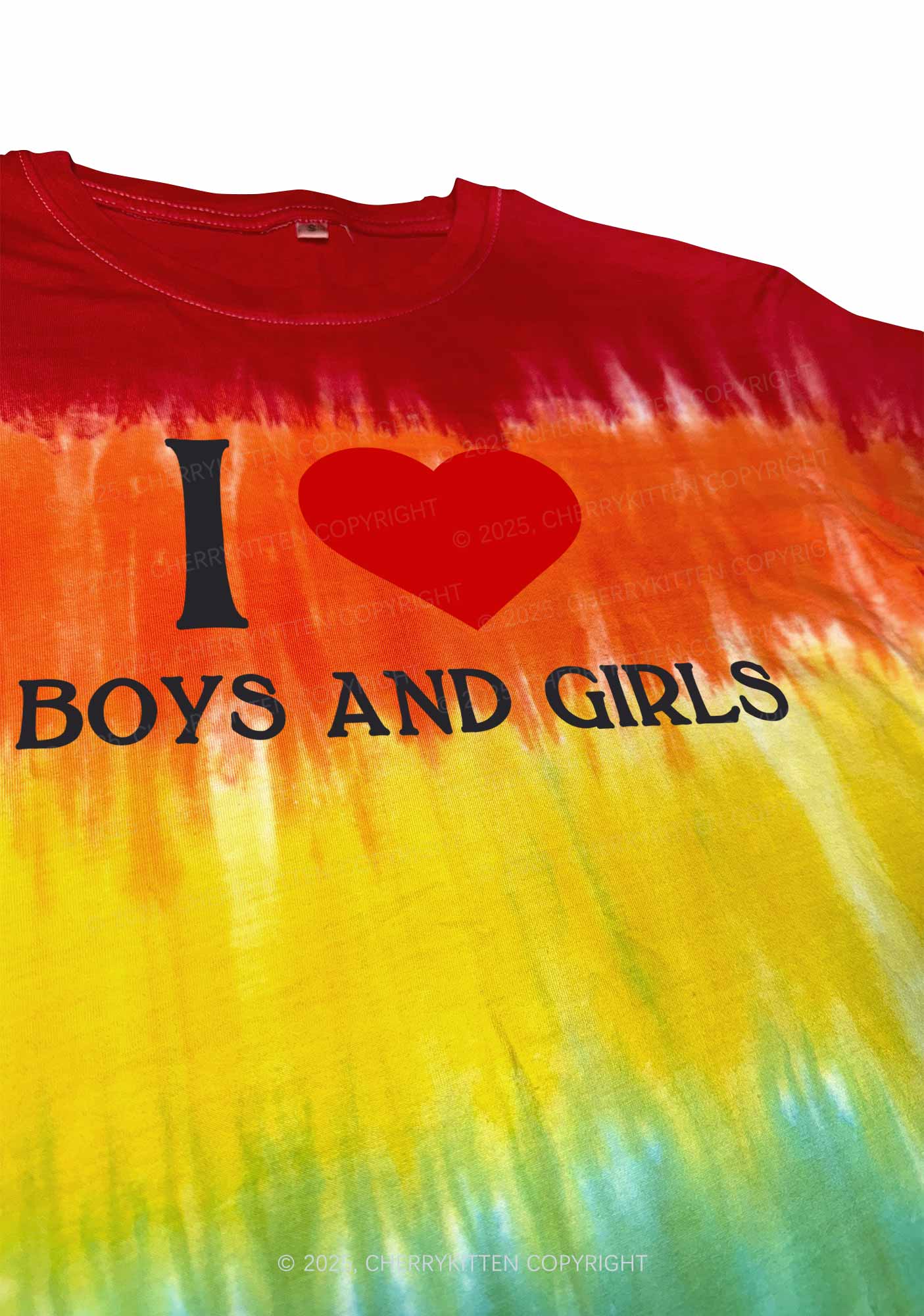 I Love Boys and Girls Pride Y2K Tie Dye Shirts Cherrykitten
