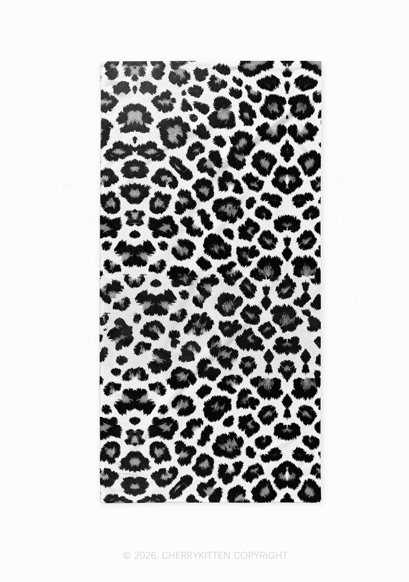 Black White Leopard Y2K Beach Towel Cherrykitten