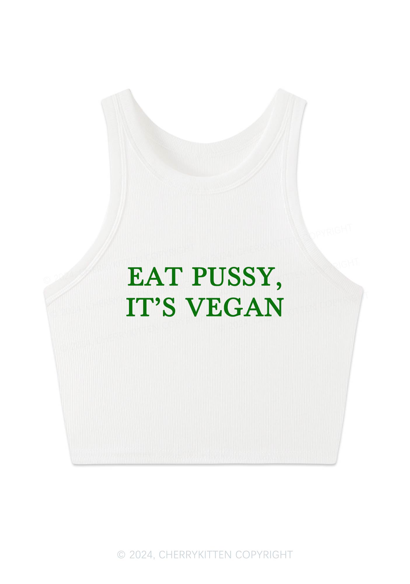 Eat Puxxy It's Vegan Y2K Crop Tank Top Cherrykitten
