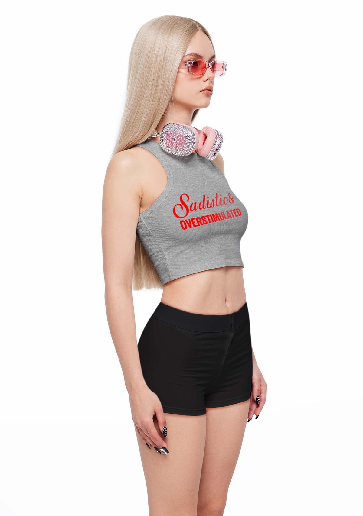 Sadistic Overstimulated Y2K Crop Tank Top Cherrykitten