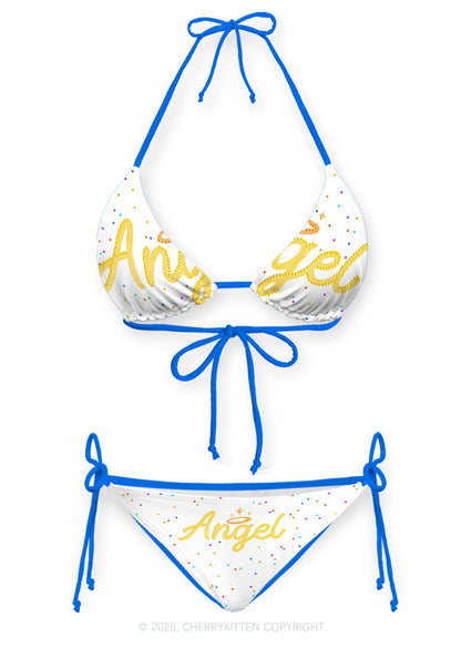 Rainbow Dots Angel Y2K Print Bikini Set Cherrykitten