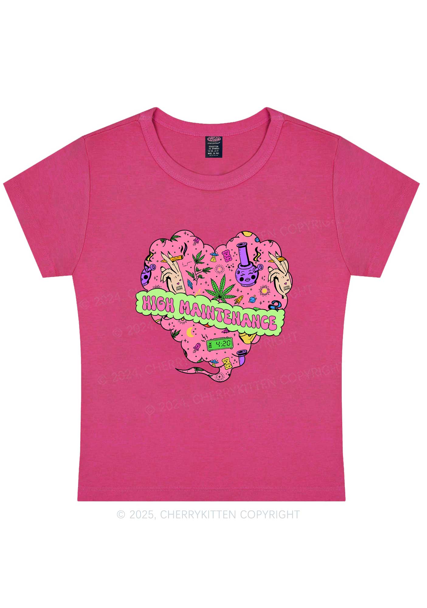 High Maintenance Heart Y2K Baby Tee Cherrykitten