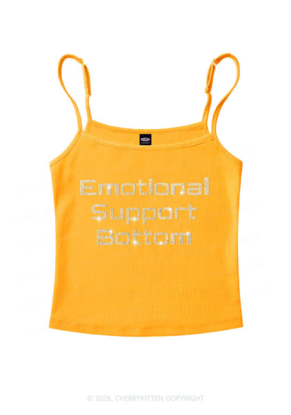 Rhinestone Emotional Support Bottom Pride Y2K Spaghetti Strap Cami Cherrykitten