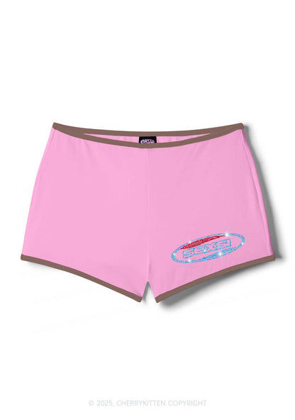Rhinestone Sexsi Slogan Y2K Booty Shorts Cherrykitten
