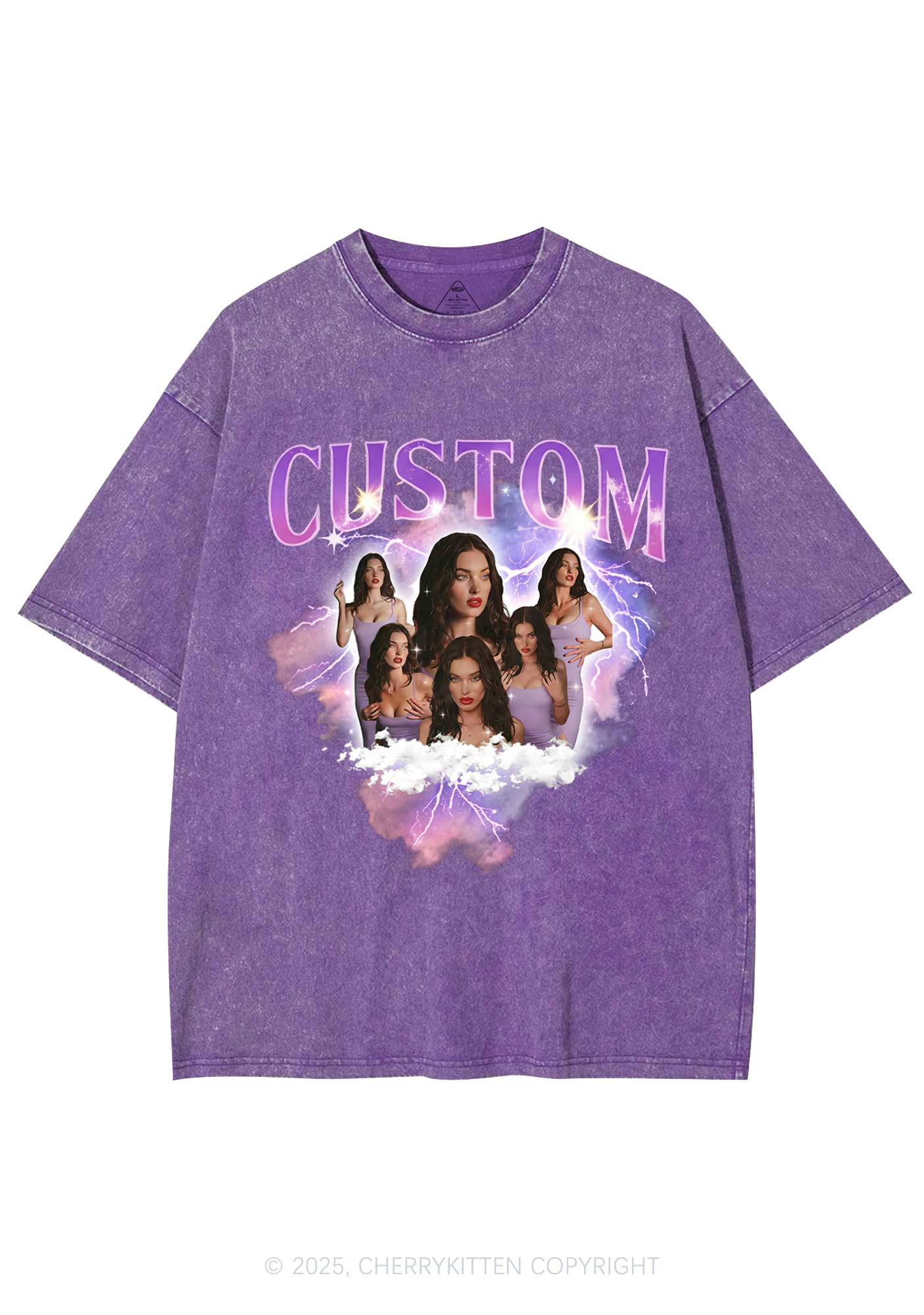 Custom Photo Storm Art Y2K Shirts Washed Tee Cherrykitten
