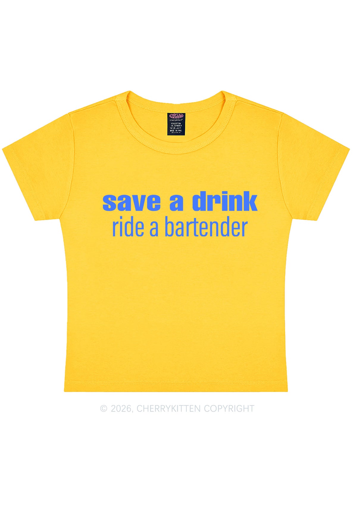 Save A Drink Ride A Bartender Y2K Baby Tee Cherrykitten