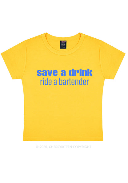 Save A Drink Ride A Bartender Y2K Baby Tee Cherrykitten