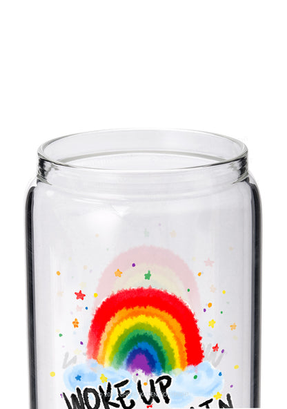 Woke Up Gay Again Y2K Printed Glass Cup Cherrykitten