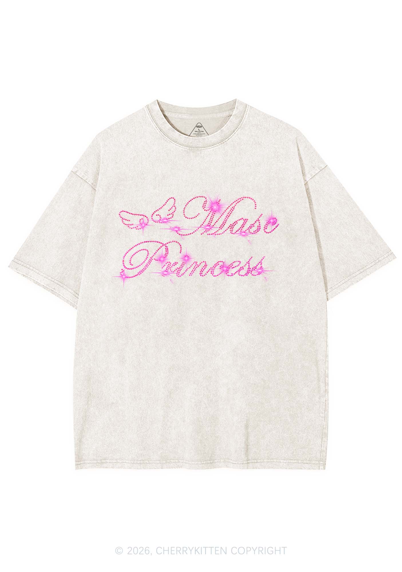 Rhinestone Masc Princess Pride Y2K Shirts Washed Tee Cherrykitten