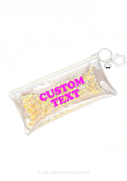 Custom Text Y2K Quicksand Transparent Pencil Pouch Cherrykitten