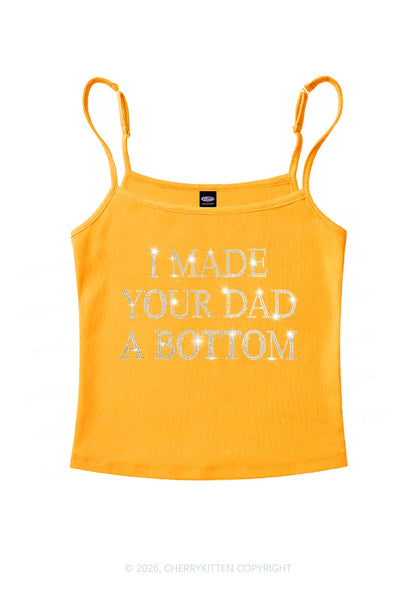 Rhinestone Made Your Dad A Bottom Pride Y2K Spaghetti Strap Cami Cherrykitten