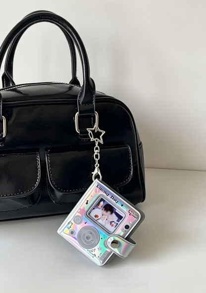 Laser Silver Y2K Photocard Binder Bag With Star Keychain Cherrykitten
