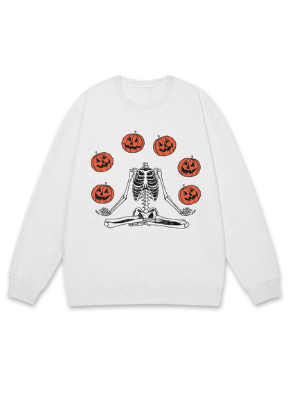 Halloween Pumpkin Head Skeleton Y2K Sweatshirt