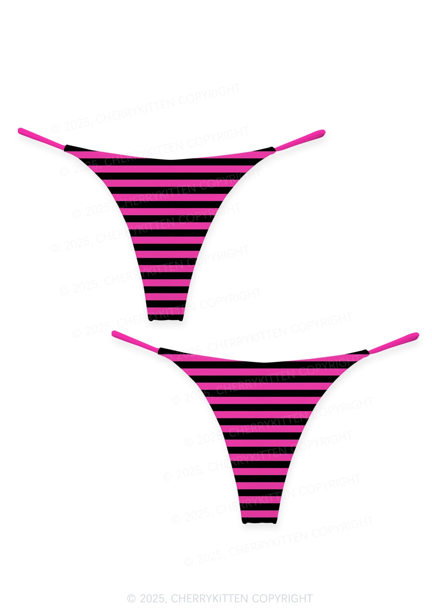 Pink And Black Stripe Valentine's Day Y2K Print Couples Thong Set Cherrykitten