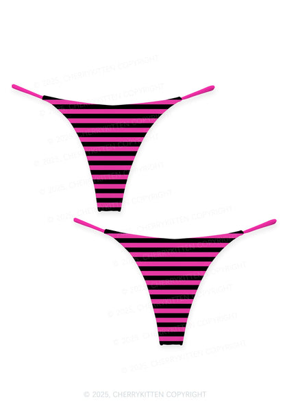 Pink And Black Stripe Valentine's Day Y2K Print Couples Thong Set Cherrykitten