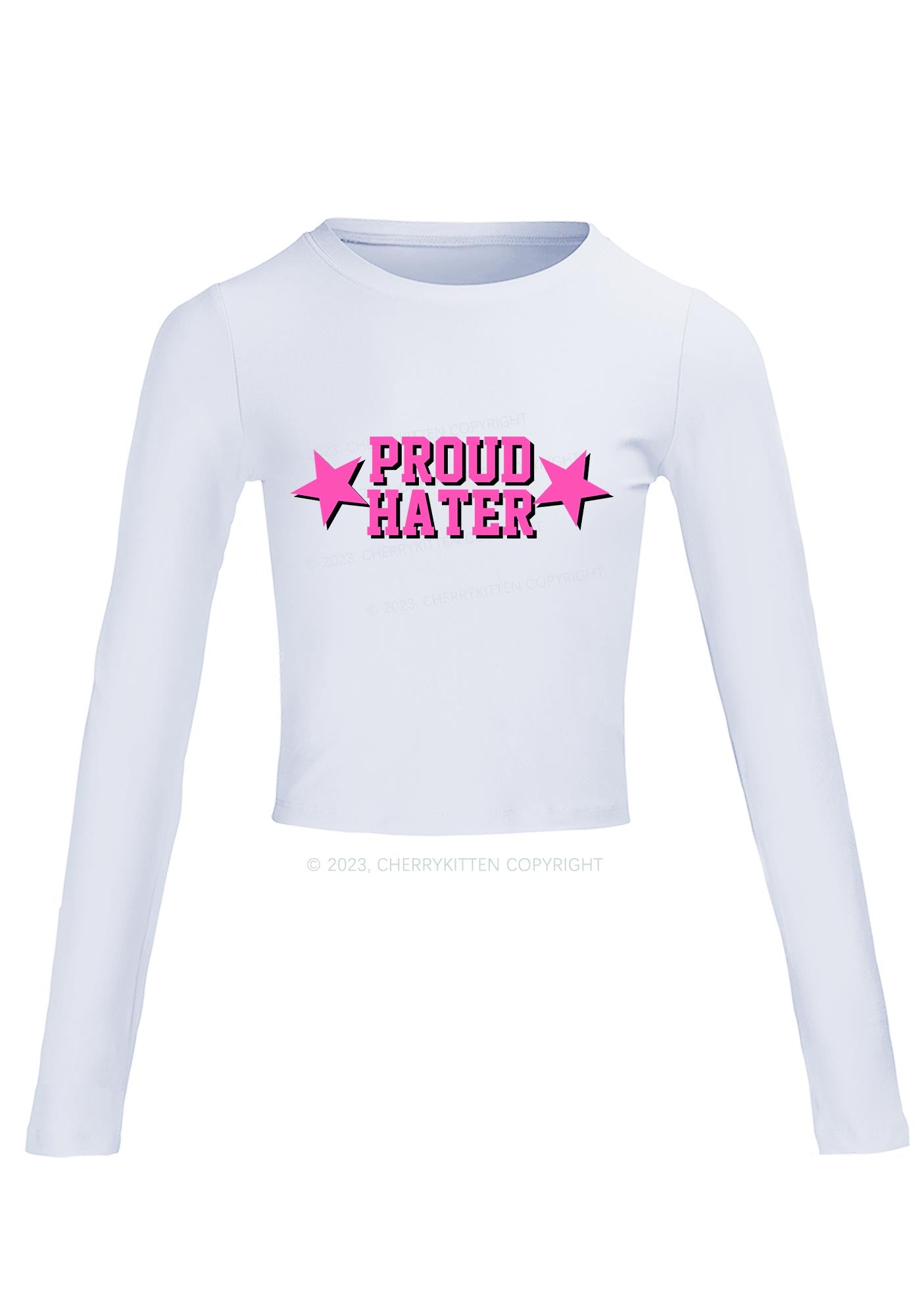 Proud Hater Long Sleeve Crop Top Cherrykitten