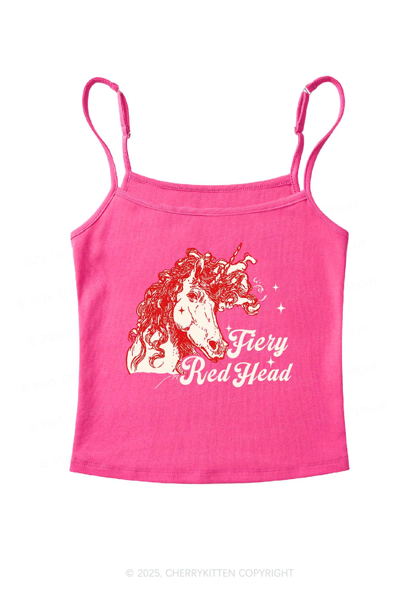 Fiery Red Head Y2K Spaghetti Strap Cami Cherrykitten