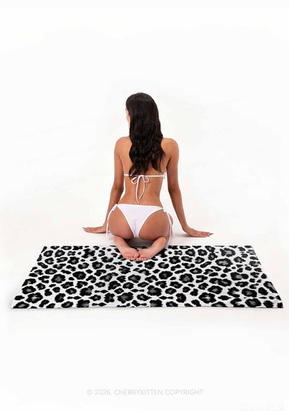 Black White Leopard Y2K Beach Towel Cherrykitten