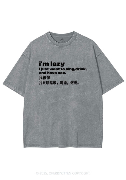 Im Lazy Y2K Shirts Washed Tee Cherrykitten