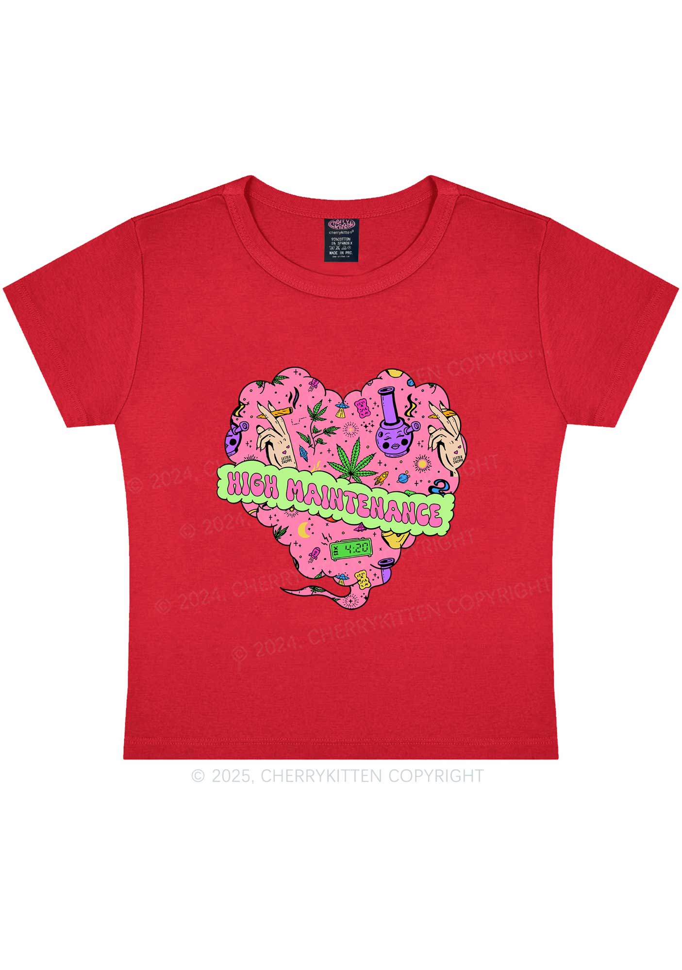 High Maintenance Heart Y2K Baby Tee Cherrykitten