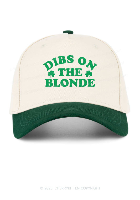 Embroidered Dibs On The Blonde St Patricks Y2K Color Block Baseball Cap Cherrykitten
