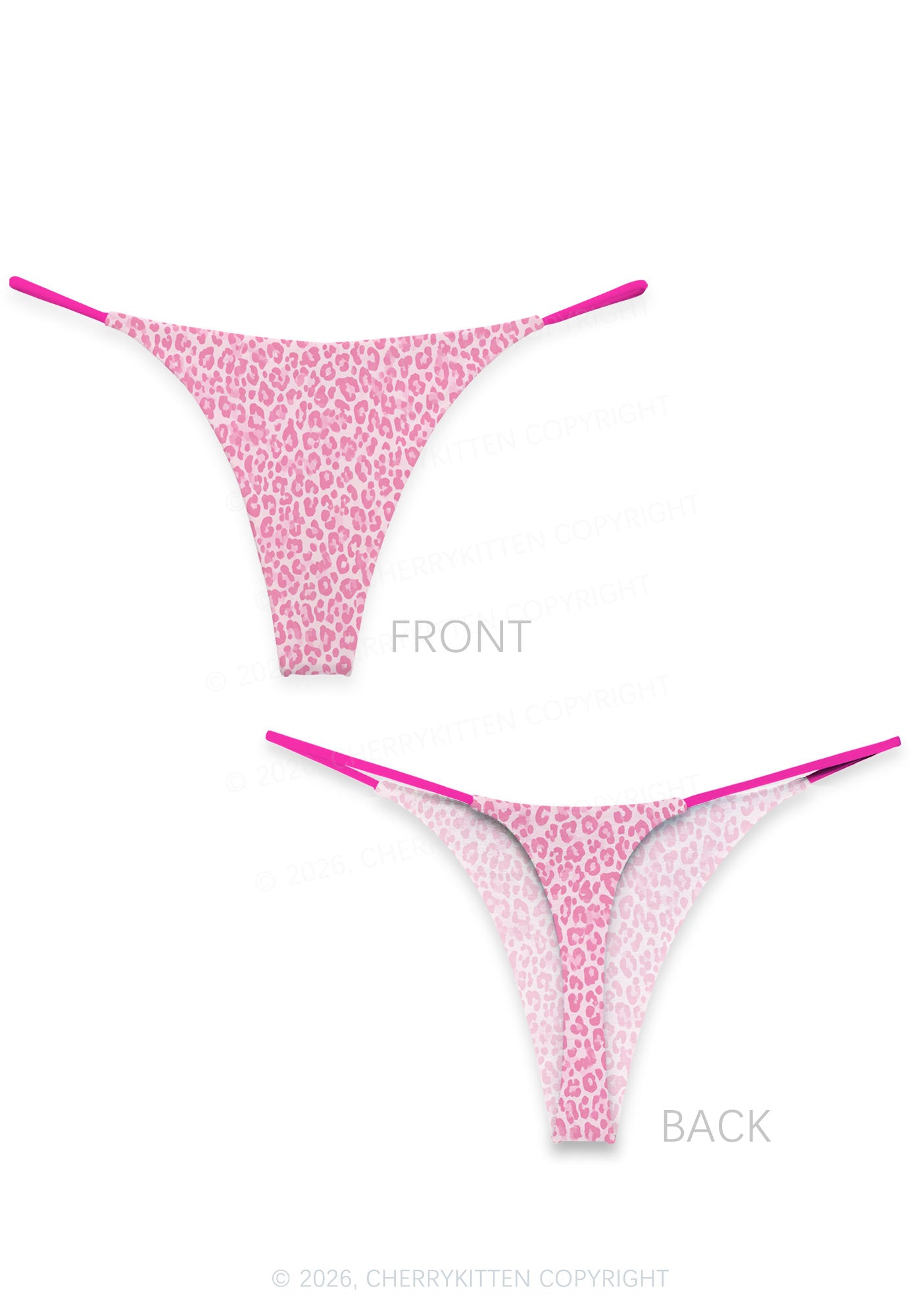 Pink Leopard Y2K Print Bikini String Thong Cherrykitten