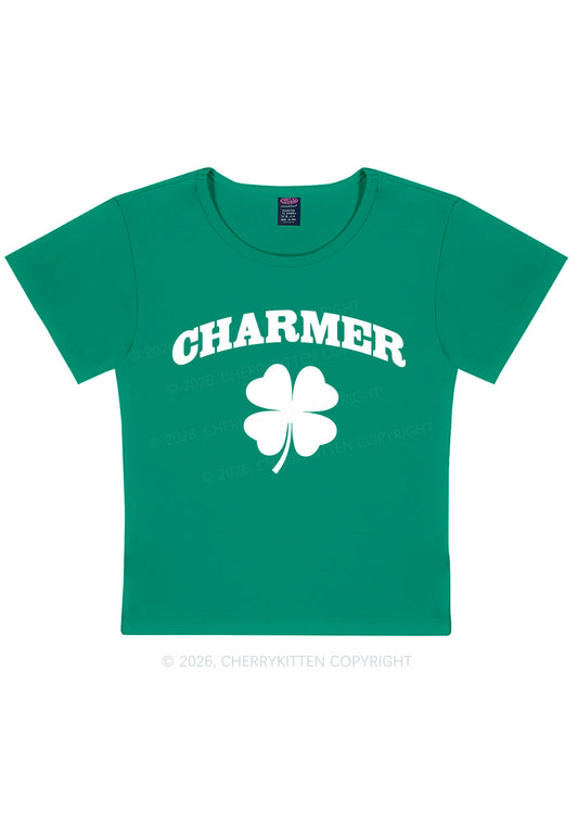Charmer Shamrock St Patricks Y2K Baby Tee Cherrykitten