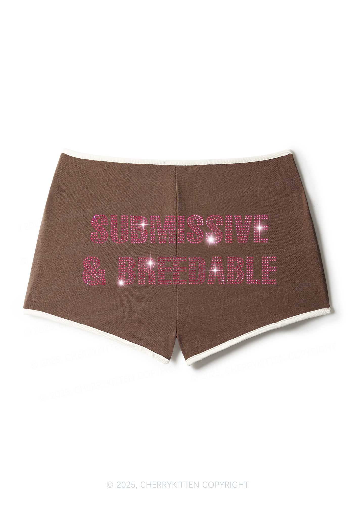 Rhinestone Submissive And Breedable Y2K Booty Shorts Cherrykitten