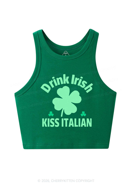 Drink Irish Kiss Italian St Patricks Y2K Crop Tank Top Cherrykitten