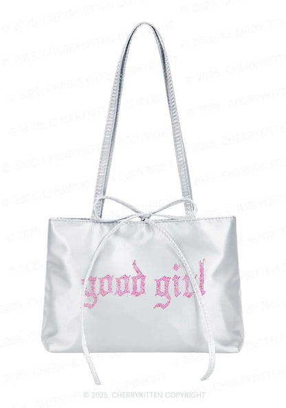 Rhinestone Good Girl Y2K Satin Bags Cherrykitten