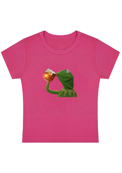 Curvy Frog Is Drinking Baby Tee