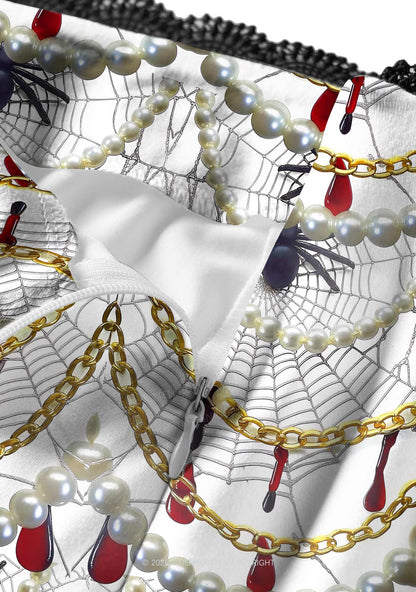 Jewelry Spider Web Y2K Print Midi Skirt Cherrykitten