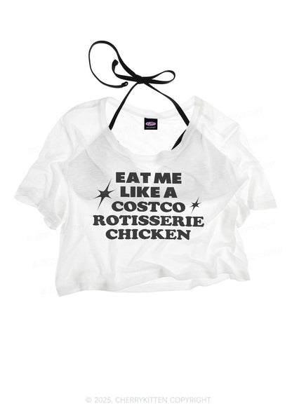 Eat Me Like Chicken Y2K Sheer Crop Tee Cherrykitten
