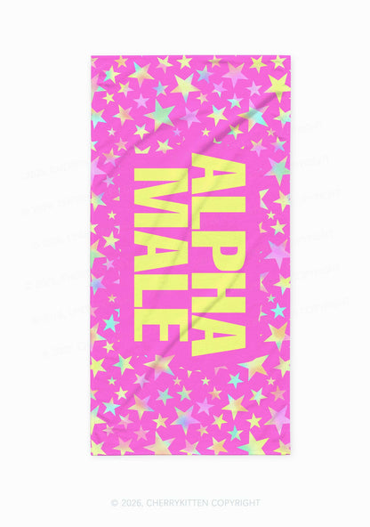 Hot Pink Alpha Male Pride Y2K Beach Towel Cherrykitten