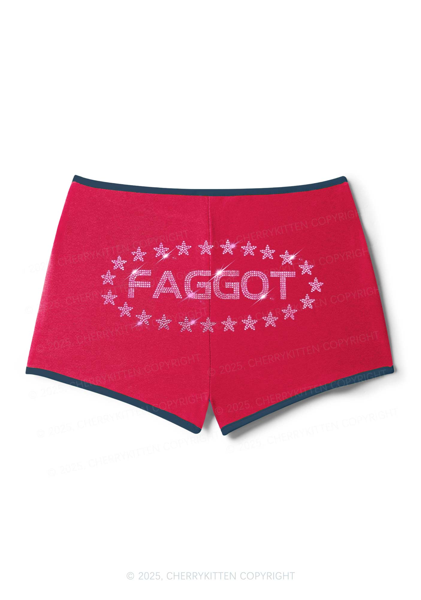 Rhinestone Pink Faggot Stars Pride Y2K Booty Shorts Cherrykitten