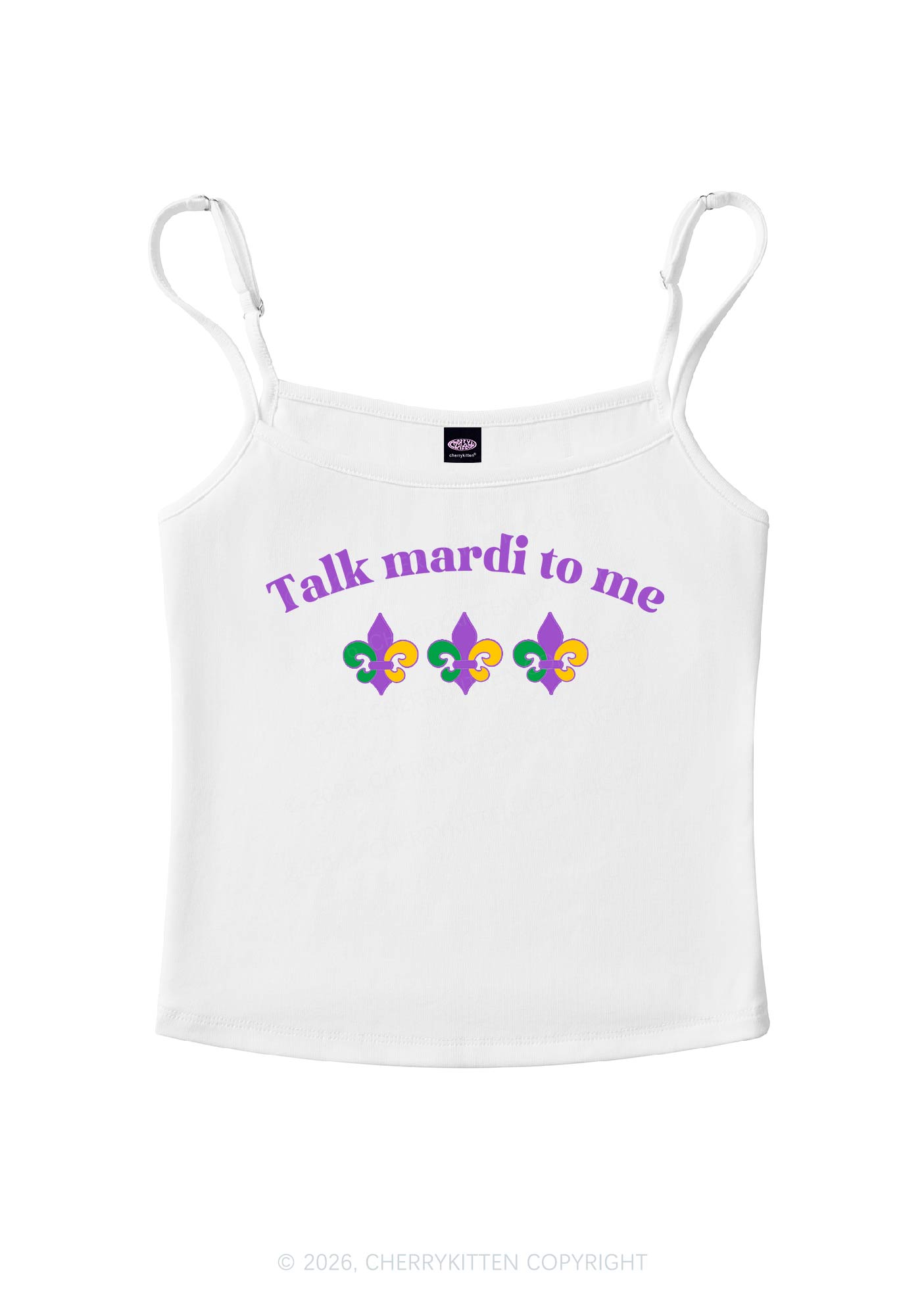 Talk Mardi To Me Y2K Spaghetti Strap Cami Cherrykitten