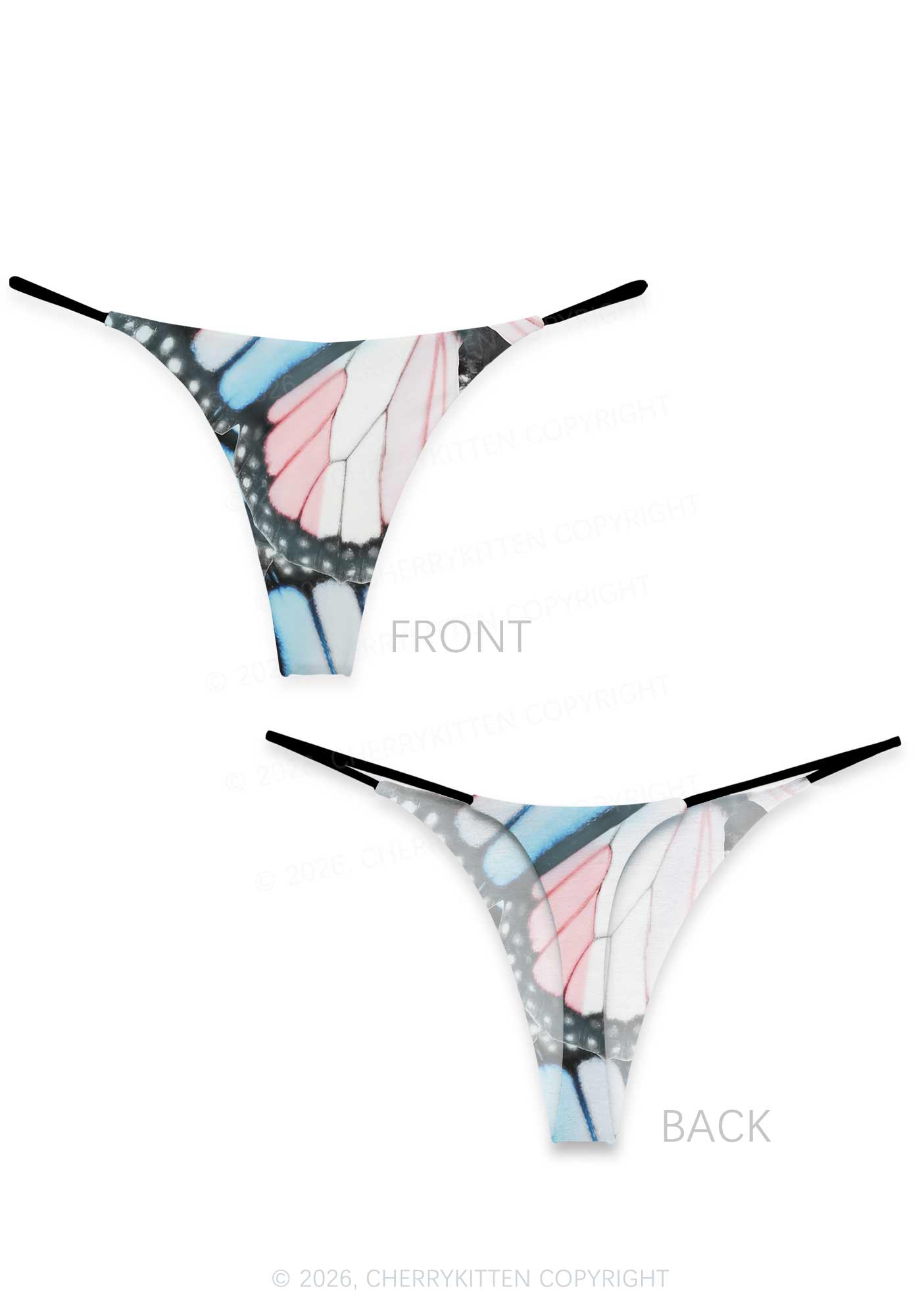 Trans Butterfly Wing Pride Y2K Print Bikini String Thong Cherrykitten