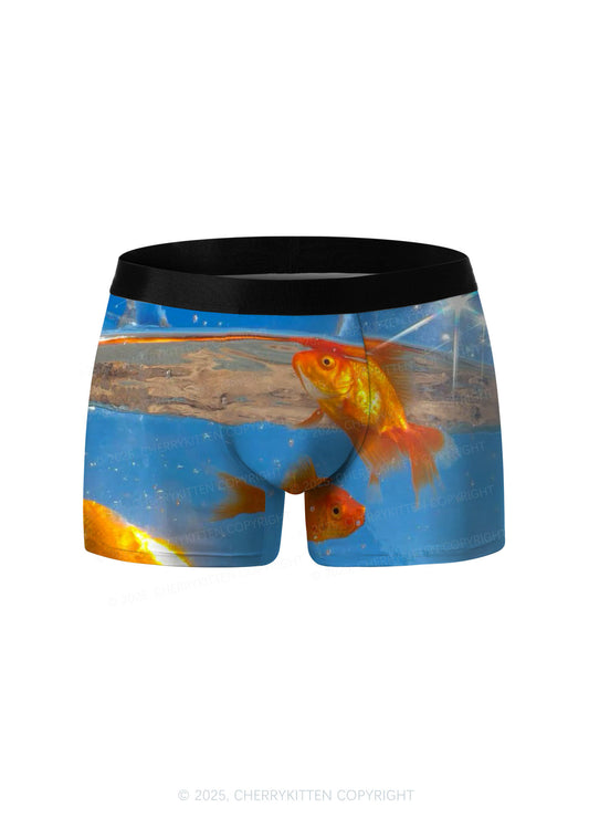 Underwater Goldfish Y2K Print Men Boxer Briefs Cherrykitten