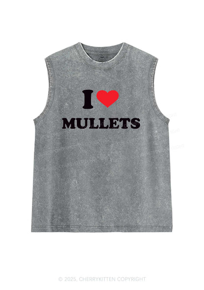 I Love Mullets Y2K Washed Muscle Tank Cherrykitten