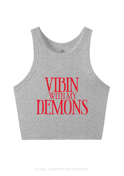Halloween Vibin With My Demons Y2K Crop Tank Top Cherrykitten