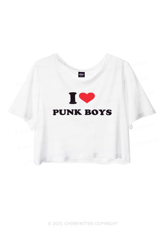 I Love Punk Boys Y2K Sheer Crop Tee Cherrykitten