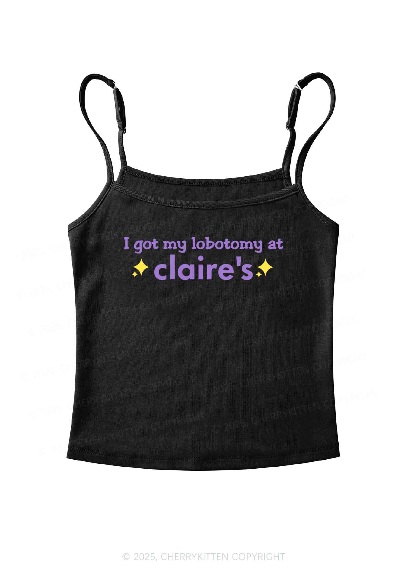 I Got My Lobotomy At Claire's Y2K Spaghetti Strap Cami Cherrykitten