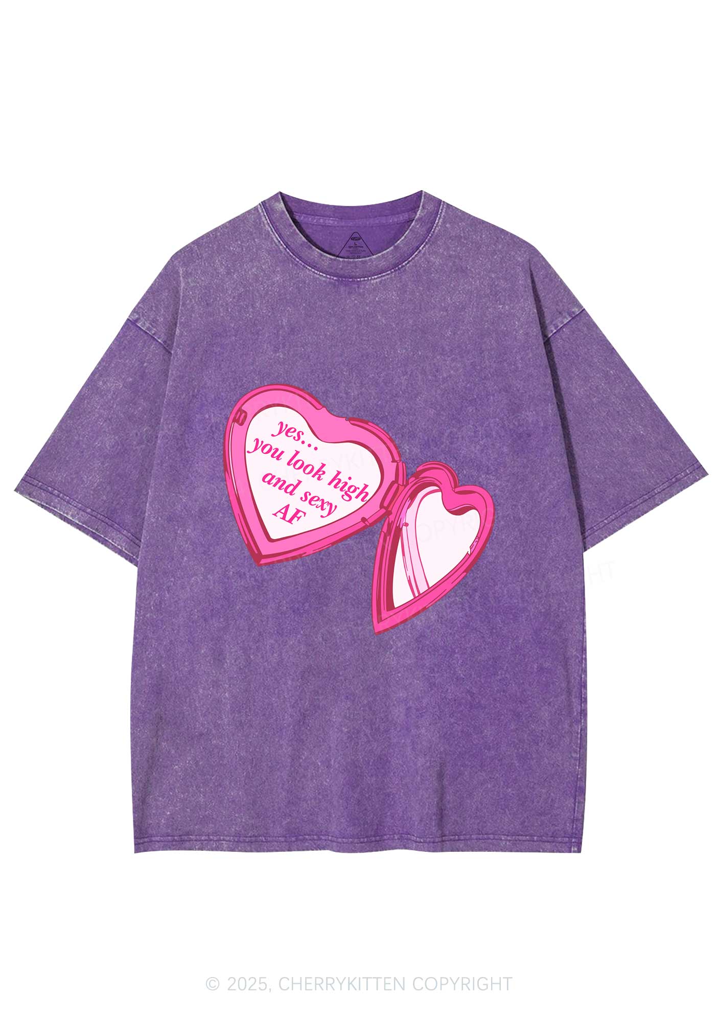 Yes You Look High Y2K Shirts Washed Tee Cherrykitten