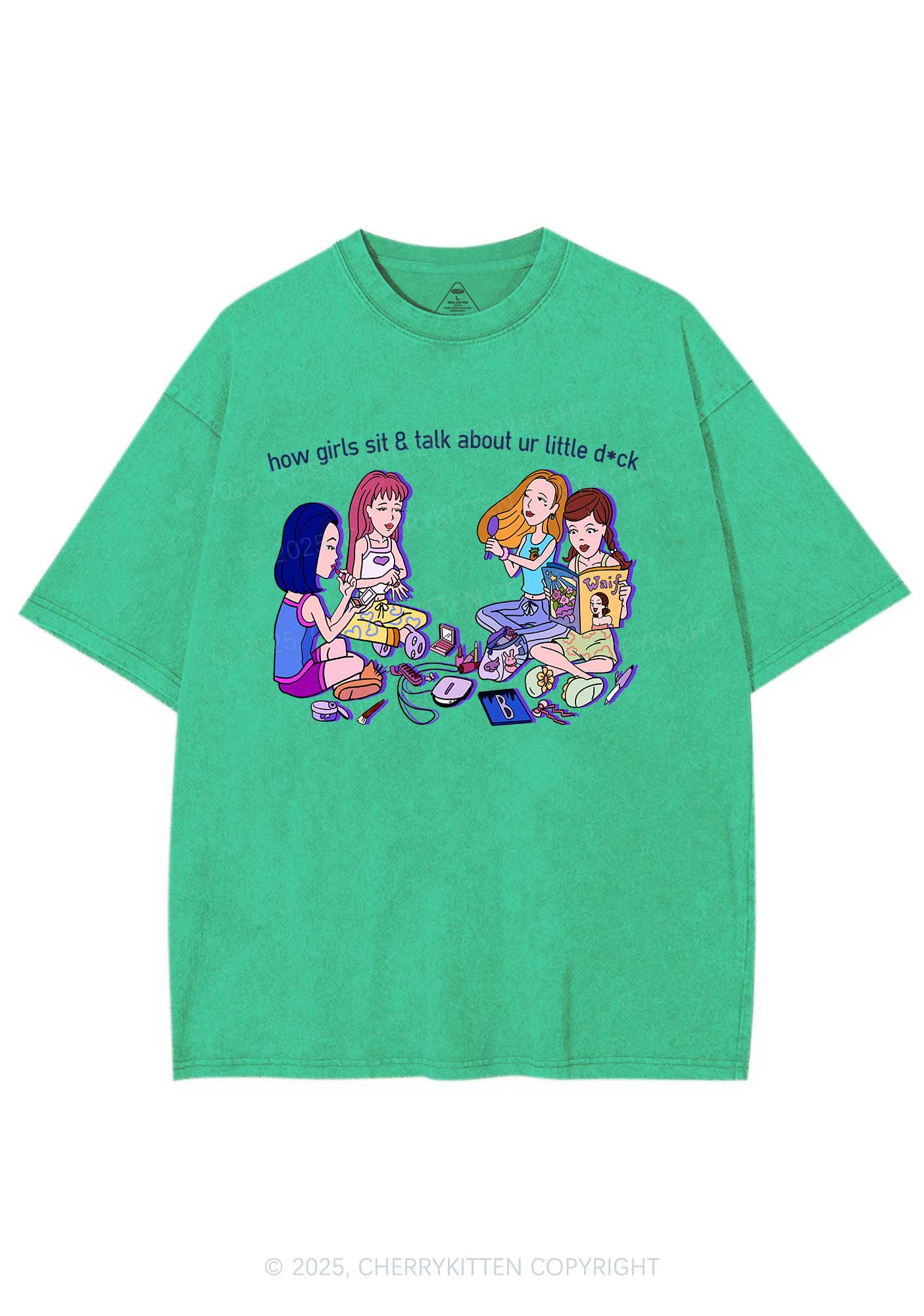 Girls Sit Talk Y2K Shirts Washed Tee Cherrykitten
