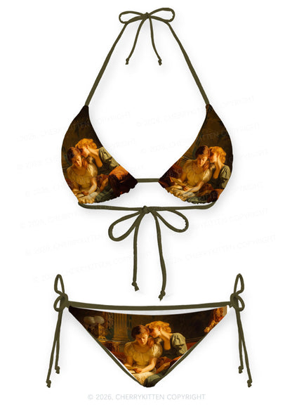 Two Women Reading Letter Pride Y2K Print Bikini Set Cherrykitten