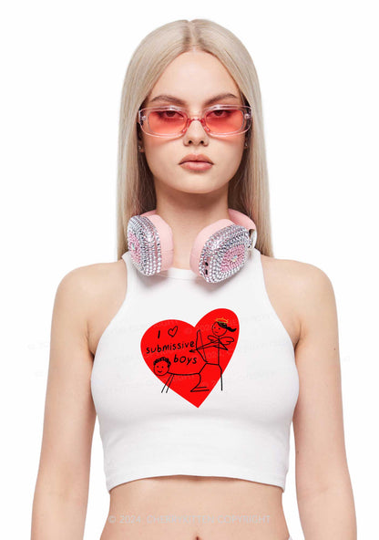 Girl Love S Boys Y2K Valentine's Day Crop Tank Top Cherrykitten