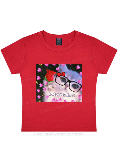 Meowentine Kitten Y2K Valentine's Day Baby Tee Cherrykitten