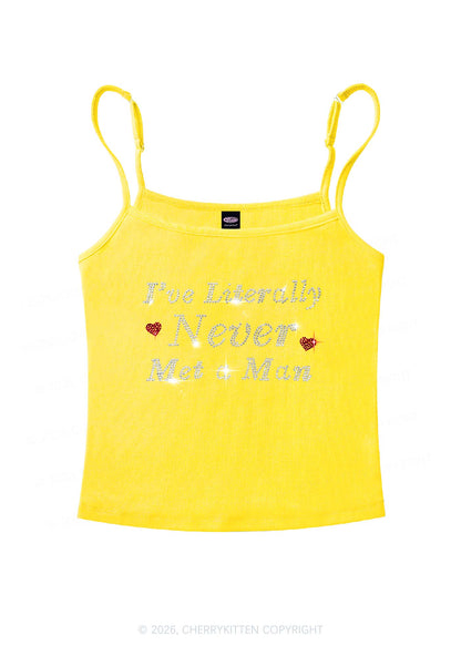 Rhinestone Never Met A Man Pride Y2K Spaghetti Strap Cami Cherrykitten