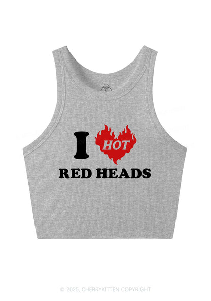 I Love Hot Red Heads Y2K Crop Tank Top Cherrykitten